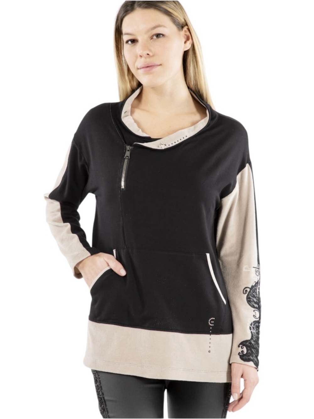 Elisa Cavaletti Lace Embellished Beads L Embroidery Pullover Top Pockets Boho - Picture 7 of 16